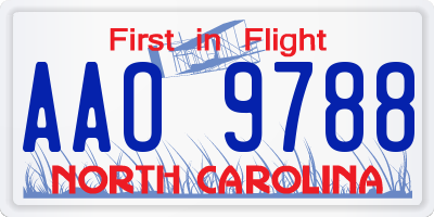 NC license plate AAO9788