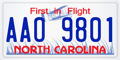 NC license plate AAO9801