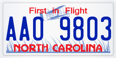 NC license plate AAO9803