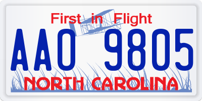NC license plate AAO9805