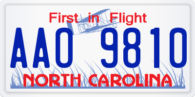 NC license plate AAO9810