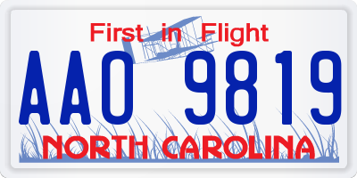 NC license plate AAO9819