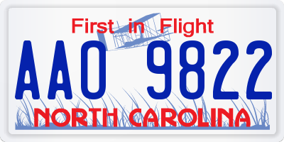 NC license plate AAO9822