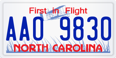 NC license plate AAO9830