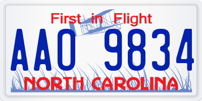 NC license plate AAO9834