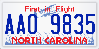 NC license plate AAO9835
