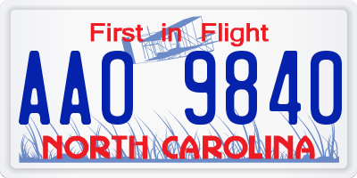 NC license plate AAO9840