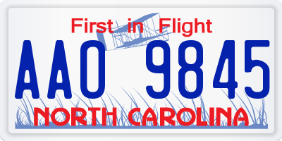 NC license plate AAO9845
