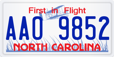 NC license plate AAO9852