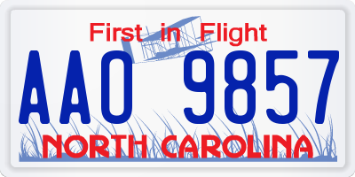 NC license plate AAO9857