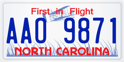 NC license plate AAO9871