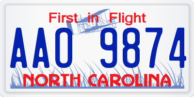 NC license plate AAO9874