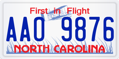 NC license plate AAO9876