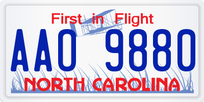NC license plate AAO9880