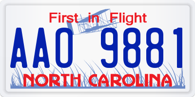 NC license plate AAO9881