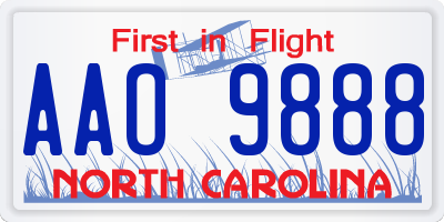 NC license plate AAO9888