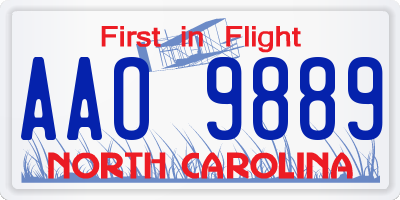 NC license plate AAO9889