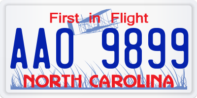 NC license plate AAO9899