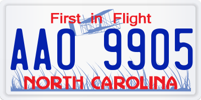 NC license plate AAO9905