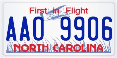 NC license plate AAO9906