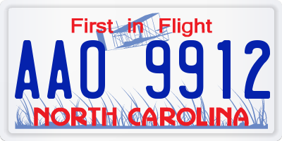 NC license plate AAO9912