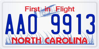 NC license plate AAO9913