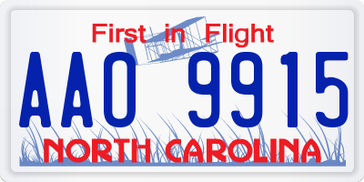 NC license plate AAO9915