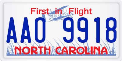 NC license plate AAO9918