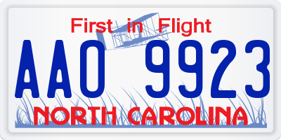 NC license plate AAO9923