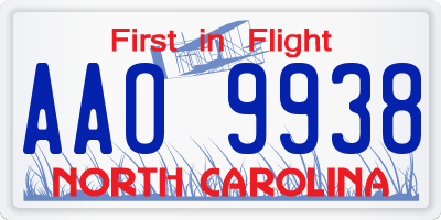 NC license plate AAO9938