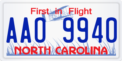 NC license plate AAO9940