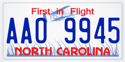 NC license plate AAO9945