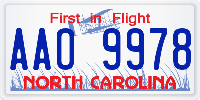 NC license plate AAO9978