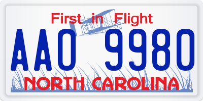 NC license plate AAO9980