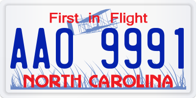 NC license plate AAO9991