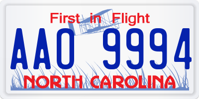 NC license plate AAO9994
