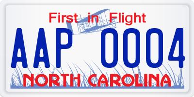 NC license plate AAP0004