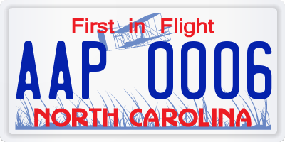 NC license plate AAP0006