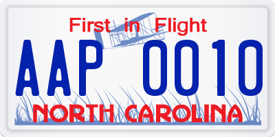 NC license plate AAP0010