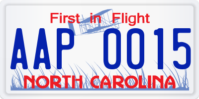 NC license plate AAP0015