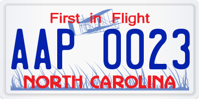 NC license plate AAP0023