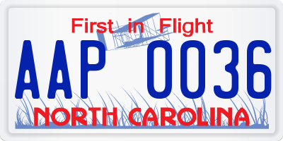 NC license plate AAP0036