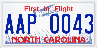 NC license plate AAP0043