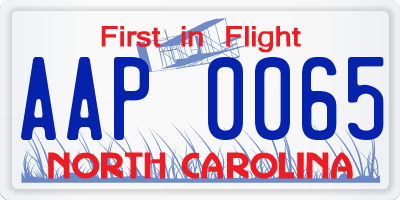 NC license plate AAP0065