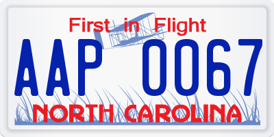 NC license plate AAP0067