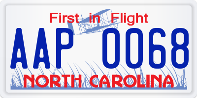 NC license plate AAP0068