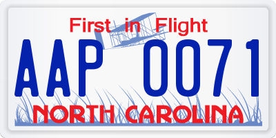 NC license plate AAP0071
