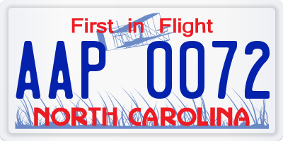 NC license plate AAP0072
