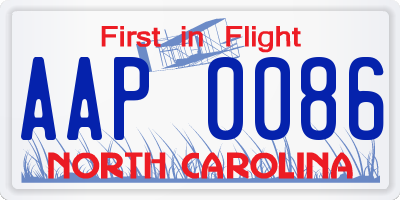 NC license plate AAP0086