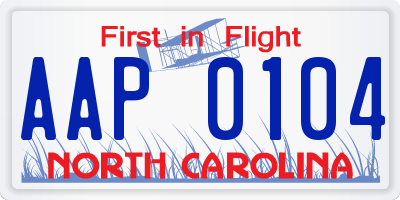 NC license plate AAP0104